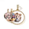 Anpassat minne Family Photo Round Pendant Necklace Iced Out Diamond Hip Hop Jewelry Men Women Picture Necklace