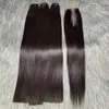 Perucas sintéticas osso reto vietnamita pacotes de cabelo cru com fecho 12a cabelo humano cru reto 3 pacotes com fecho 2x6 rendas kim k fechamento 240329