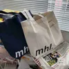 Versátil Versão Coreana Instagram Estilo Minimalista Casual Bolsa de Lona Classes de Estudante Grande Capacidade Carta Bolsa de Lona de Ombro Único 240315