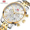 MINI FOCUS Business Fashion mostrador grande luminoso quartzo impermeável pulseira de aço relógio masculino MF0282G
