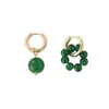 Hoop Earrings Solid Color Sweet Party Green Bead Temperament Lady Women Ear Buckle Alloy Korean Jewelry Accessories
