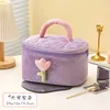 Borse per cosmetici Borsa per il trucco da donna trapuntata scozzese in velluto a coste a fiori di design di marca Secchio portaoggetti dolce