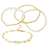 Braccialetti con ciondoli Set di 4 braccialetti di perle in oro per donna Braccialetti dorati alla moda placcati impilabili Miss