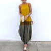 Casual Kleider 2024 Maxi Für Frauen Gitter Gedruckt Ärmelloses Kausalen Sommer Strand Kleid SOJINM Sling Lange Streetwear 4XL