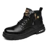 Bottes en cuir véritable hommes chaussures haut de gamme mode imperméable moto Style de rue mâle décontracté cheville de haute qualité