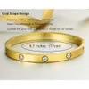 Bracelet jonc plaqué or 18 carats avec pierre CZ à charnière en acier inoxydable avec cristal