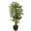 Dekorativa blommor 5.5 'Artificial Plant Bamboo med Planter Home Garden Pots Planters Green Decoration Bonsai Bonsai
