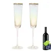 Vinglasglasögon Champagne Flutes Guld Rimmade glittrande gradient Toasting Wedding Set för brudgummen
