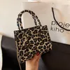 Borse a tracolla Borse a tracolla da donna con stampa leopardata vintage Piccole borse con manico superiore Messenger femminile in lana invernale