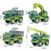 Diecast Model Cars Kids Tyrannosaurus Car Toys Dinosaurs Transfer Truck Carrier Truck Tuy Tuy Back Toys for Boys Xmas Giftl2403