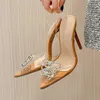 HBP Non-Brand Zapatos Mujer Summer Ankle Strap Sexy Stiletto Perspex Rhinestone Womens Trending Clear Heels