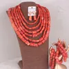 Ensemble collier et boucles d'oreilles Dudo nigérian, perles de corail naturelles, bijoux 6 rangées, 2024