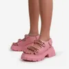 HBP Balık Olmayan Kadın Sandalet Çok Molor Platform Açık Ayak Parmağı Ayakkabı Hook Döngü Yüksek Topuklular Zincir Dekal Sandal Kadınlar Şık