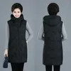 Gilets pour femmes Veste d'hiver Femmes À Capuchon Zipper Oversize Gilet Survêtement Coton Rembourré Mode Gilet Matelassé Sans Manches Long Manteau V226