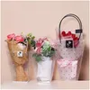 Cadeau cadeau 10pcs / set boîte à fleurs en plastique sac transparent sacs de Noël transparents avec poignées fleuriste emballage décoration livraison directe ho dhuxf