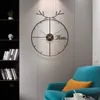 Wall Clocks Minimalist Decorations Clock Iron Antlers Styling Round Home Dining Living Room Timepiece Simple Modern Art Quiet Luxury