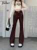 Dżinsy damskie jielur retro high talia dżinsy kobiety Koreańskie jesień nowe preski Y2K High Street Brown Pants żeńskie bukle chłodne spodni S-xlc24318