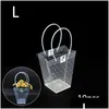 Cadeau cadeau 10pcs / set boîte à fleurs en plastique sac transparent sacs de Noël transparents avec poignées fleuriste emballage décoration livraison directe ho dhuxf