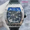 Elegance Watch RM Uhr Elegante Uhr RM010 Rückseite Diamant Herren mechanische Uhr 18K Weißgold Material Hohlzifferblatt