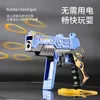 Gun Toys Continuous Fire Rubber Band Pistol 20st Gummi Bands Manual Shooting Pistol Alloy Launcher for Kids Boys Birthday Presents AdultsL2403