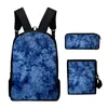 Mochila Harajuku Colorido Tie Dye Impressão 3D 3 unidades / conjunto Aluno Bolsas Escolares Laptop Daypack Inclinado Bolsa de Ombro Estojo