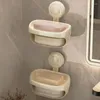 Kitchen Storage Shower Double Layer Suction Cup Soap Sponge Holder Rack Dual Wall Mounted Tray For Removable Bathroom