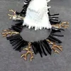 Y.YING Black Coral Golden Resin Branch Necklace Handmade Women Designer Jewelry