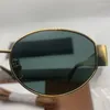 Lunettes de soleil 2024 Small Small Shade Oval Party Gold Metal Cadre pour les femmes Couleur neutre de marque esthétique UV400