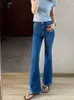 Western Style överdimensionerade mikroblossade jeans för kvinnors höstpäronformad knubbig mm hög midja