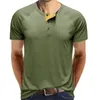 Men's Casual Shirts Blouse Cotton Linen Shirt Loose Fashion Top Round Neck With Button Solid Raglan Sleeve