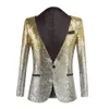 Discoloration Sequin Shawl Collar Tuxedo Suit Blazer Men Wedding Groom Singer Prom Glitter Suit Jacket DJ Club Stage Blazer 240313