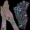 Dekoracja imprezy 10 Sheet Glow in the Dark Temporary Tattoos Luminous Neon Pink Blue Music Note Crown Note Adults Kid Concert Make Up Fake Fake Face