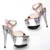 Dance Shoes Lady 17CM/7inches PU Upper Plating Platform Sexy High Heels Sandals Pole 069