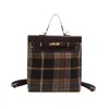 Schultaschen Modetrend für Frauen Retro Plaid Handtasche Koreanischer Rucksack mit großem Fassungsvermögen Pendeln Reise Mochila