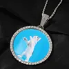 Anpassat minne Family Photo Round Pendant Necklace Iced Out Diamond Hip Hop Jewelry Men Women Picture Necklace