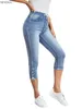 Jeans da donna 2023 Estate nuove donne elastico in vita al polpaccio Jeans moda alta elasticità slim denim pantaloni a matita casual skinny jeansC24318