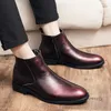 Designers HBP Non-Brand Red Classy Color Ankle Boots Comfortable High Top Wedding Dress Shoes Men Genuine Leather