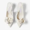 여름 브랜드 여성 Amita Flowers Sandals Shoes Nappa Leather가 뾰족한 발가락 펌프 킥 킥 레이디 파티 웨딩 슬링 백 우아한 걷기 EU35-42