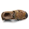 Sandały Sandały Letnie męskie oddychające oryginalne skórzane sandały na świeżym powietrzu luksusowe męskie buty Sumne buty męskie Sandały Sandały gorąca wyprzedaż