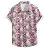 Men's Casual Shirts Colorful Tiger Leopard 3d Print Tropical Floral Hawaiian Shirt Button Down Short Sleeves Summer Beach Blouse