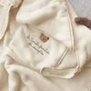 Фланелевой коралловый флисовый чехол для коляски с милым медведем, зимние ветрозащитные детские одеяла, теплое одеяло для пеленания, 240313