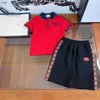Marca crianças roupas de bebê fatos de treino logotipo bordado meninos camiseta conjunto tamanho 100-150 cm verão designer camisa polo e shorts 24mar