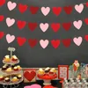 Decoración de fiesta Guirnalda de corazón de fieltro para decoraciones de San Valentín Red Rose Light Pink Banner Love Day Decor 10Pack