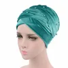 Quente veludo turbante cachecol hijab para mulheres beading lenço bonnet africano indiano chapéu feminino cabeça envolve islâmico headwear 240314