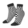 Skarpetki męskie Spiralne wir czarno -biała kostka 3D iluzja unisex hip hop wzór drukowanego Happy Low Sock Prezent