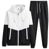 Mens Cardigan JacketsPants Sportwear Sets Men Patchwork Sport Suit Casual Tracksuit Male Couple's Sweat Suits 6 Colors 5XL 240311