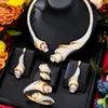 Missvikki Trendy Luxury Rose Flower Jewelry Sets Necklace Earrings Bangle Ring 4PCS For Women Bride Wedding Jewelry 240307