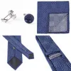 Designer Tie Silk Cufflinks Set Blue Pattern Formal Business Wedding Square Scarf {category}