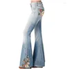 Jeans pour femmes taille haute pantalon bleu 2023 mode brodé bell bot streetwear printemps été dame drop livraison vêtements vêtements otf7y