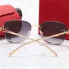 Luxury Cartirr Glasses Diamond Cut Polarized Luxury Designer Sunglasses Cart Glasses for Woman Leopard Head Frameless Wooden Leg Mens Cartirr Glasses for Man 748